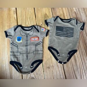 Infant Baby 2 Brown and Black Snap Bodysuits